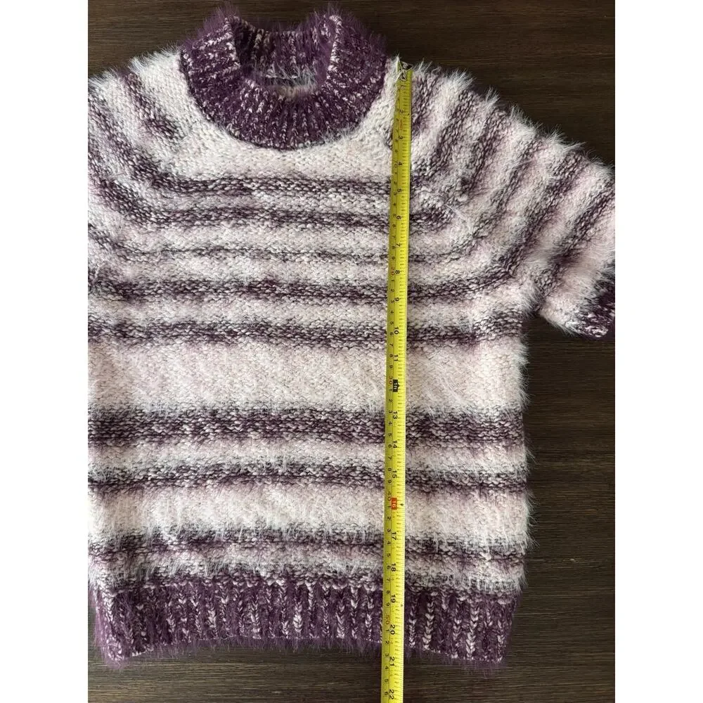 Pilcro Baby Sweater Short Sleeve Pink Striped Fuzzy Cozy M - Picture 12 of 12